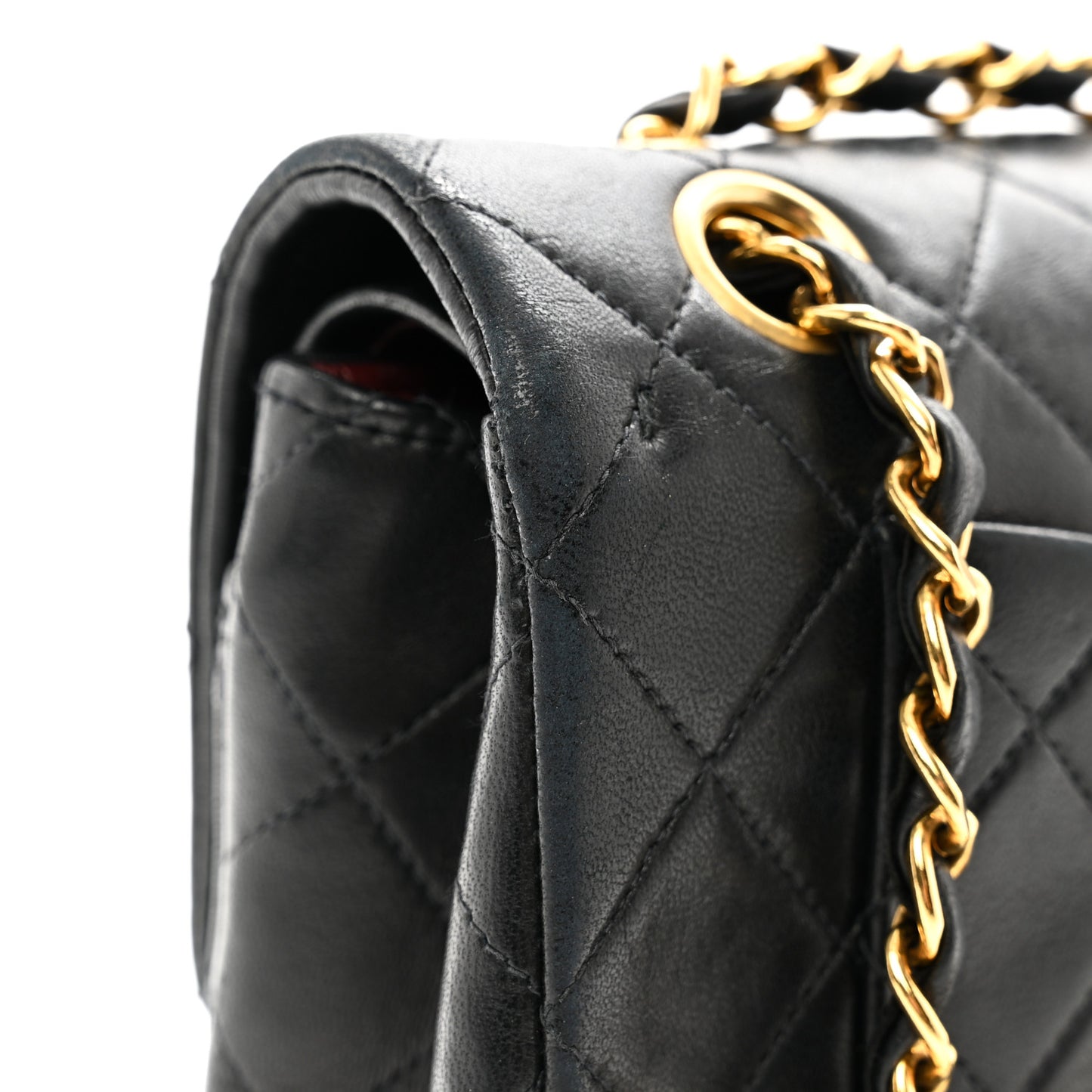 Lambskin Quilted Small Double Flap Black