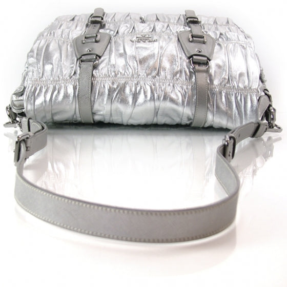 Prada Nappa Dressy Gaufre Messenger Silver 4 of 11