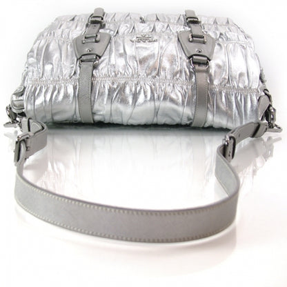 Prada Nappa Dressy Gaufre Messenger Silver 4 of 11