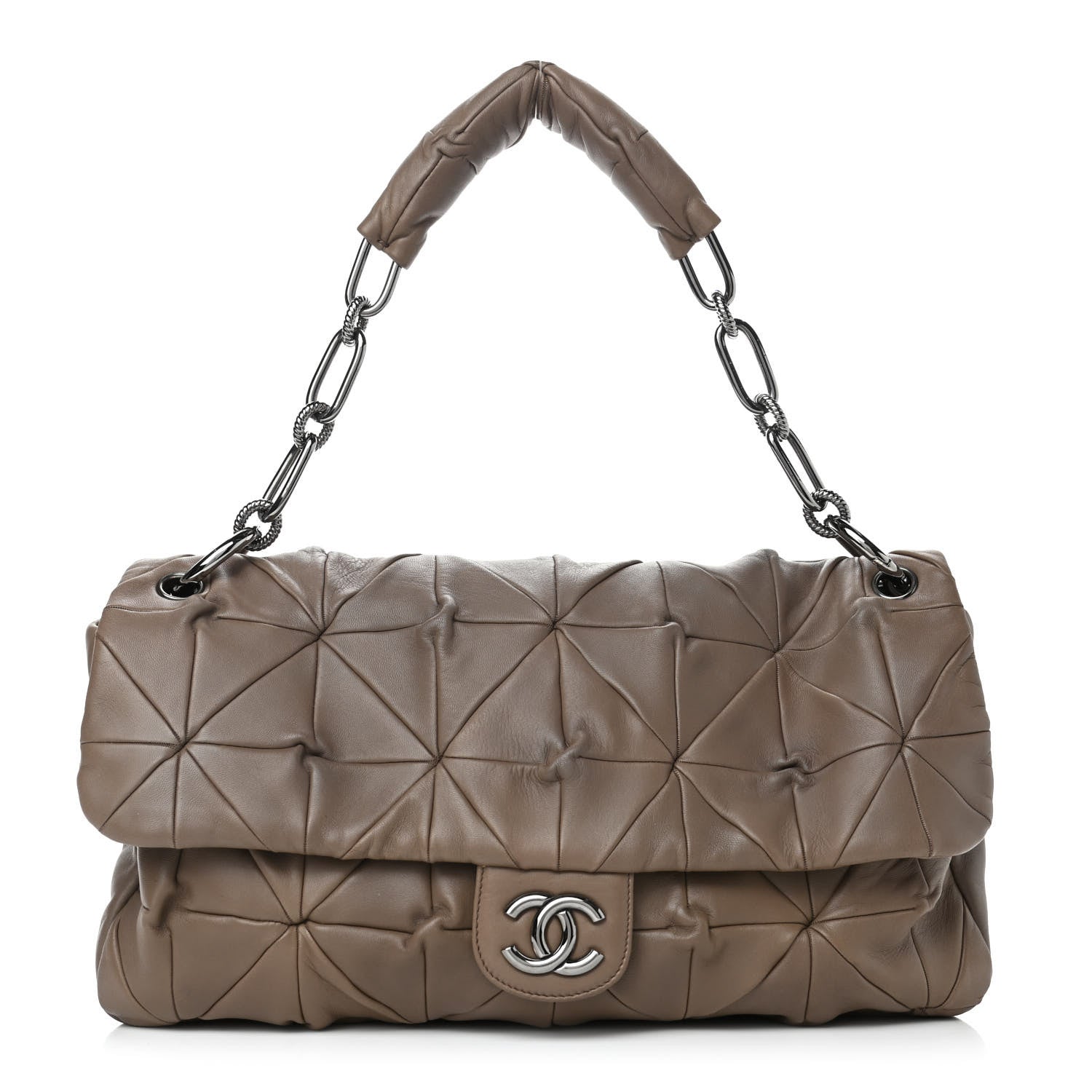 Chanel Lambskin Quilted Jumbo Origami Soft Squares Flap Khaki 1 of 10
