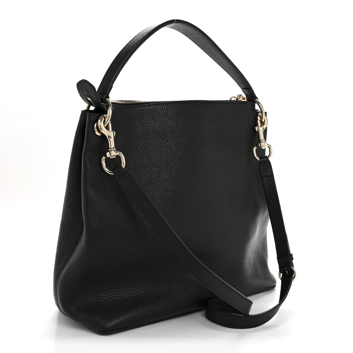 Pebbled Calfskin Large Soho Hobo Black