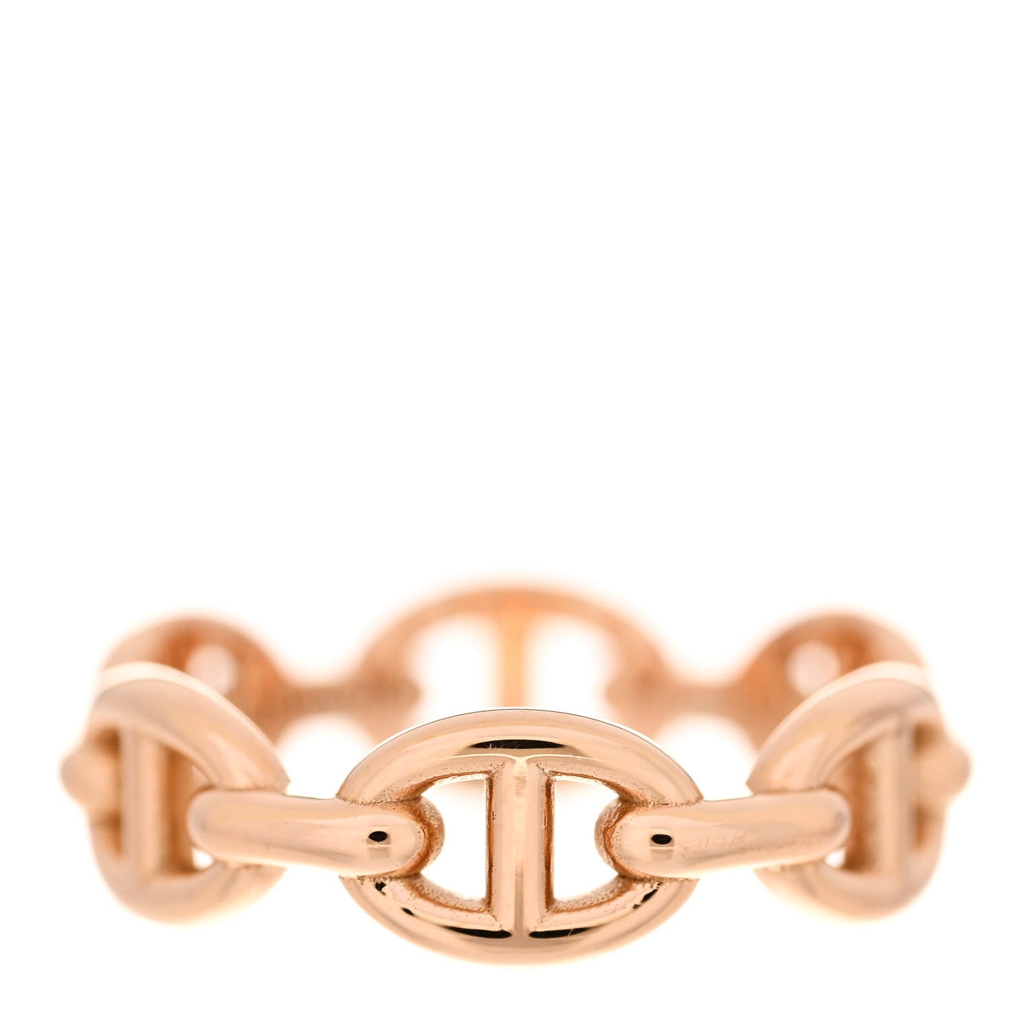 Hermes 18K Rose Gold PM Chaine d'Ancre Enchainee Ring 52 6 1 of 7
