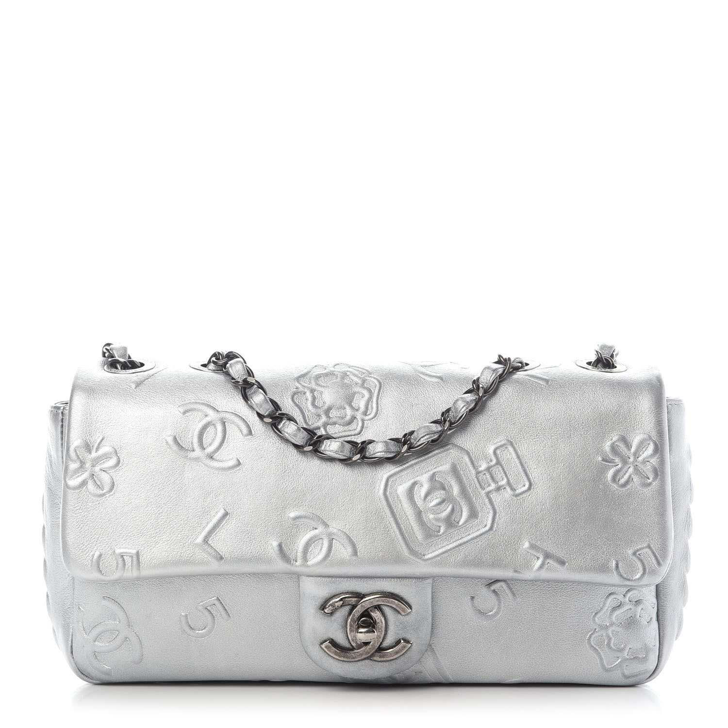 Chanel Metallic Lambskin Symbols Medium Single Flap Silver 1 of 9