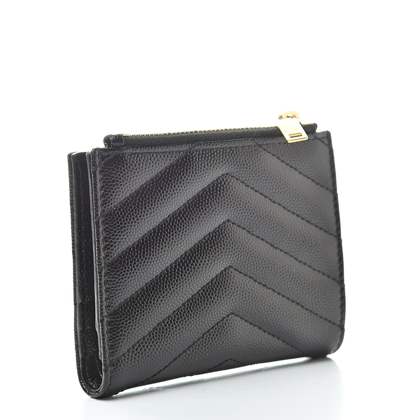 Grain De Poudre Matelasse Chevron Monogram Zipped Card Case Black