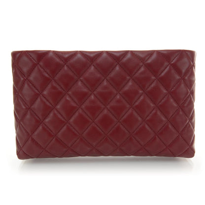 Chanel Lambskin Quilted Clutch Red 1 of 8