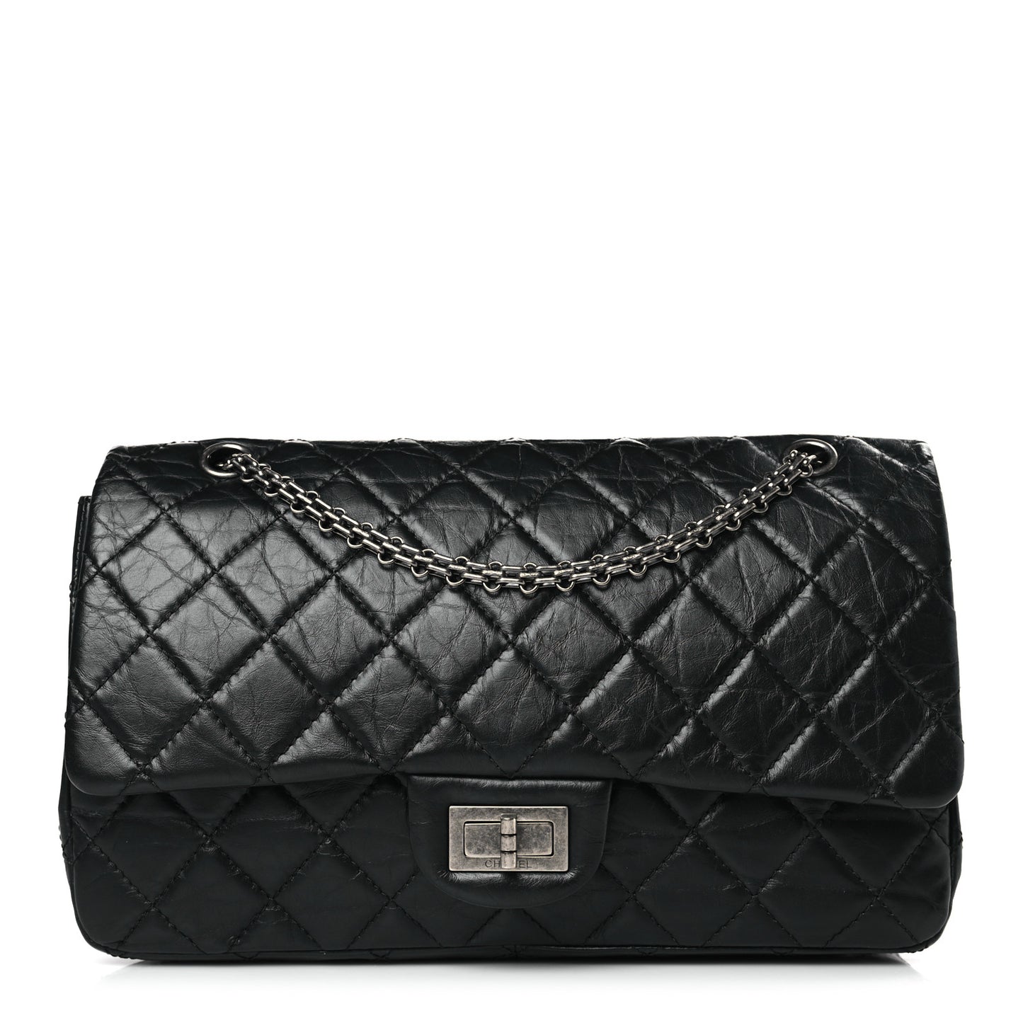 Aged Calfskin Quilted 2.55 Reissue 227 Flap Black
