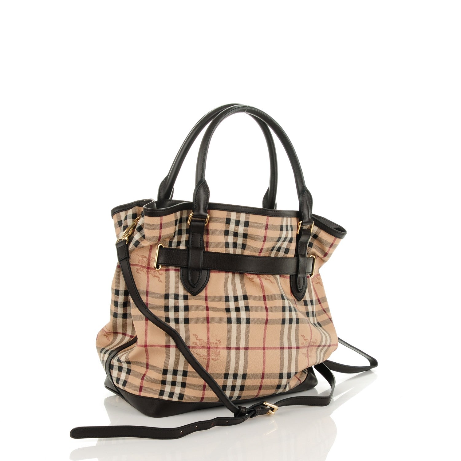 Burberry Haymarket Check Medium Golderton Tote Chocolate 3 of 8