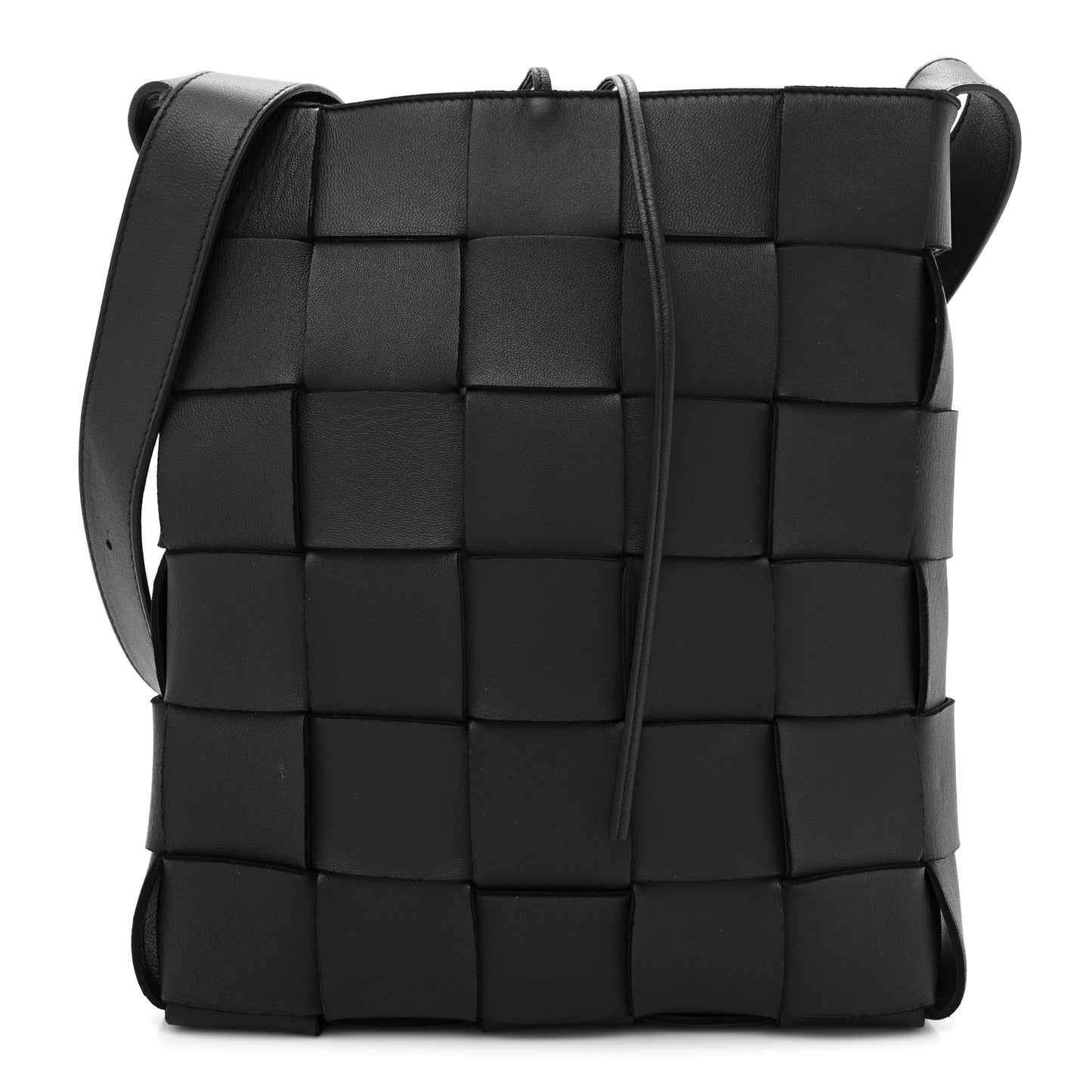 Lambskin Maxi Intrecciato Cassette Messenger Black