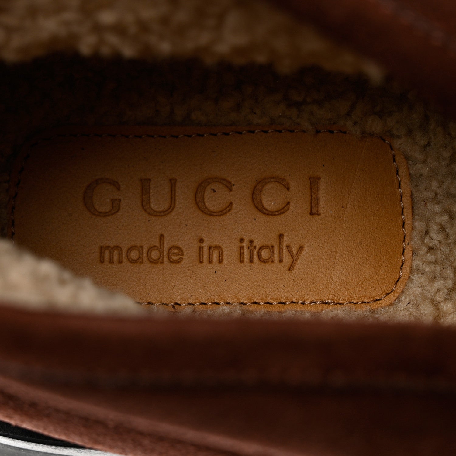 Gucci Suede Shearling Mens Harald Horsebit Ankle Boots 8 Light Brown Butterscotch 6 of 8