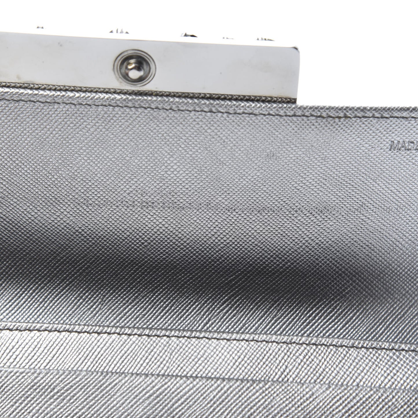 Metallic Saffiano Stones Continental Wallet Silver