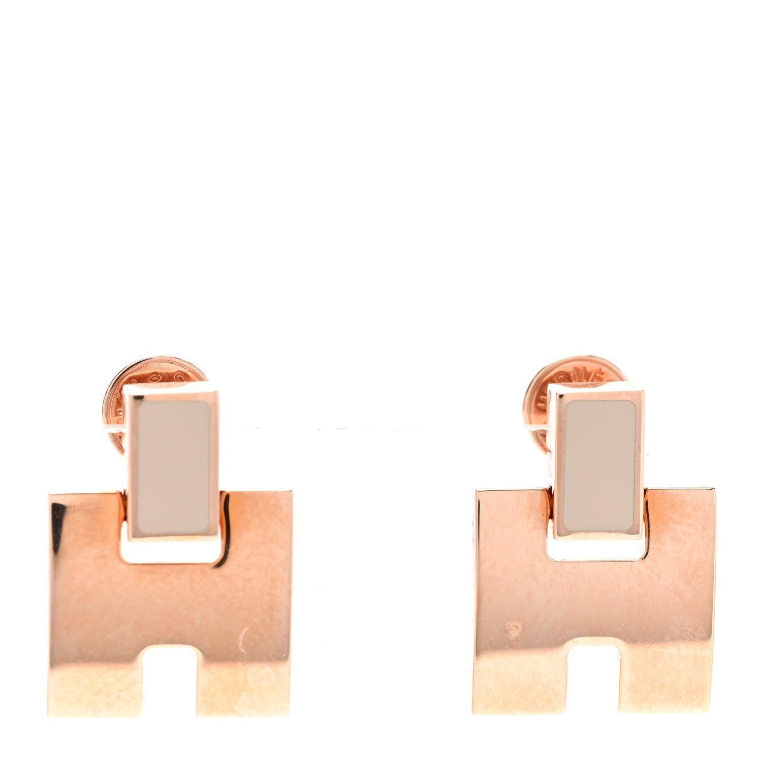 Hermes Rose Gold Lacquer Eileen Earrings Etoupe 1 of 4
