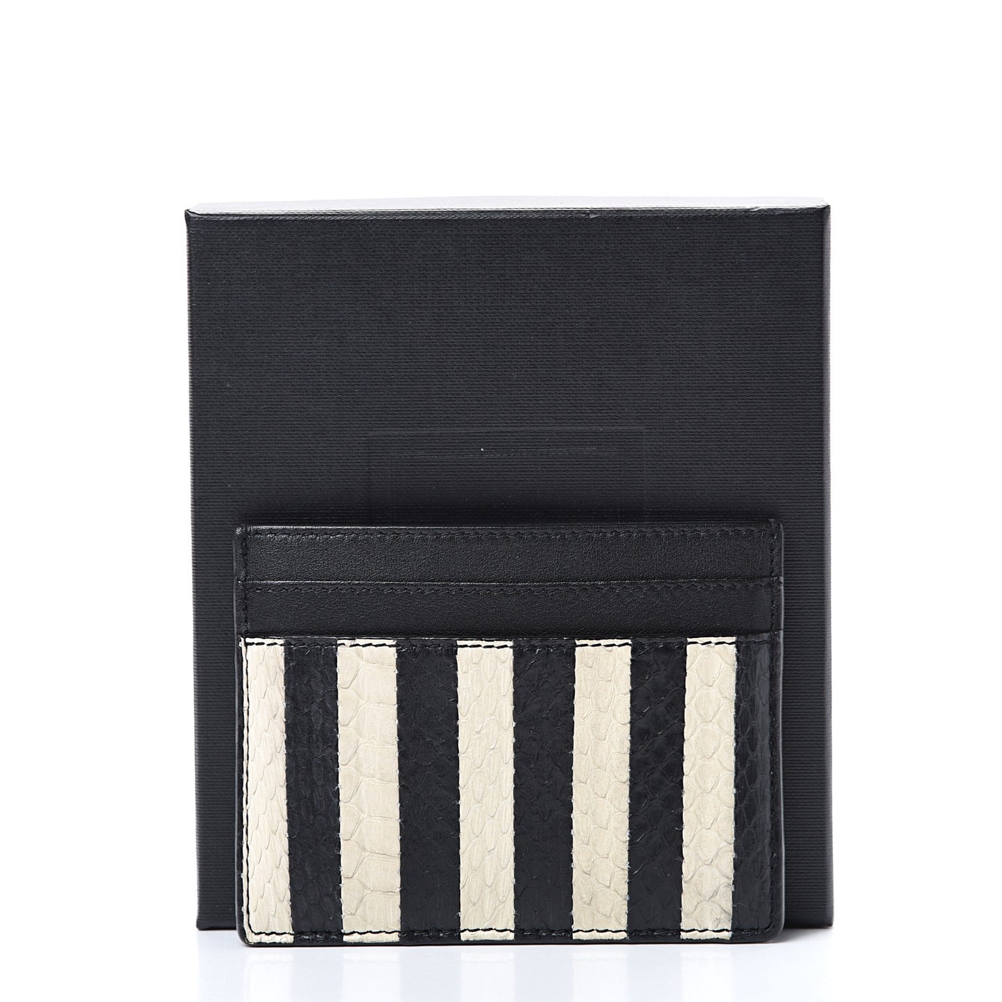 Elaphe Striped Card Case Black
