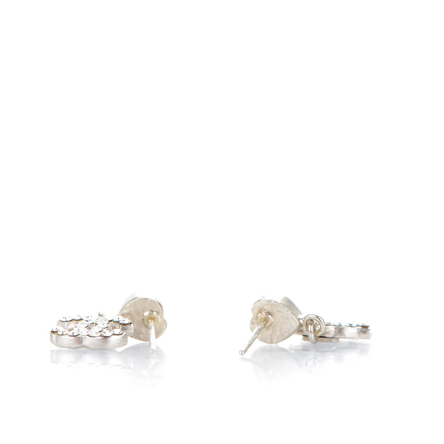 Crystal Heart CC Drop Earrings Silver