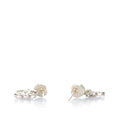 Chanel Crystal Heart CC Drop Earrings Silver 3 of 5