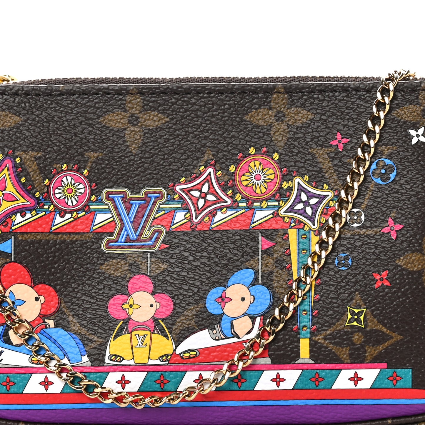 Monogram 2020 Christmas Animation Bumper Cars Mini Pochette Accessories Coquelicot