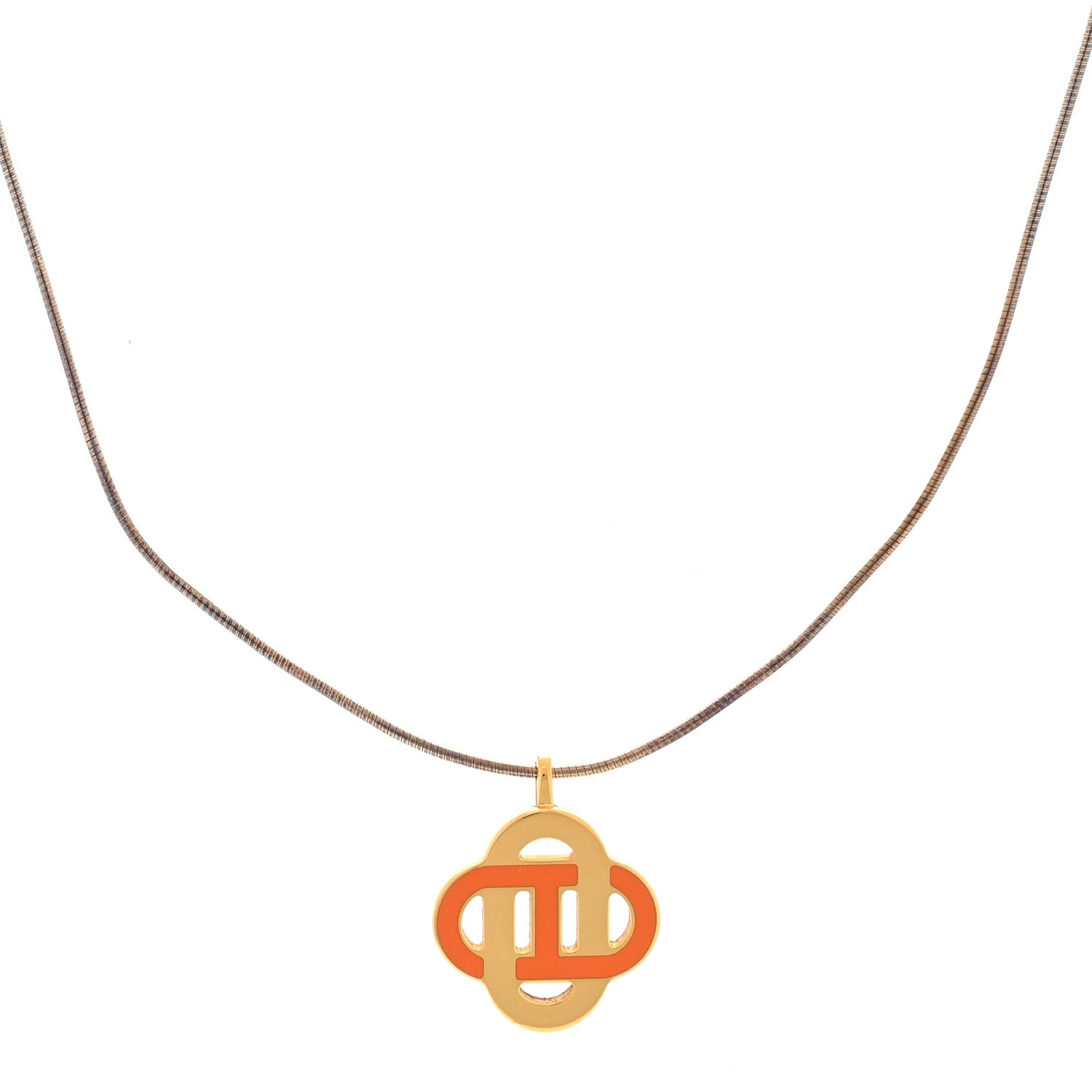 Hermes Lacquer Isatis Necklace Orange 3 of 6