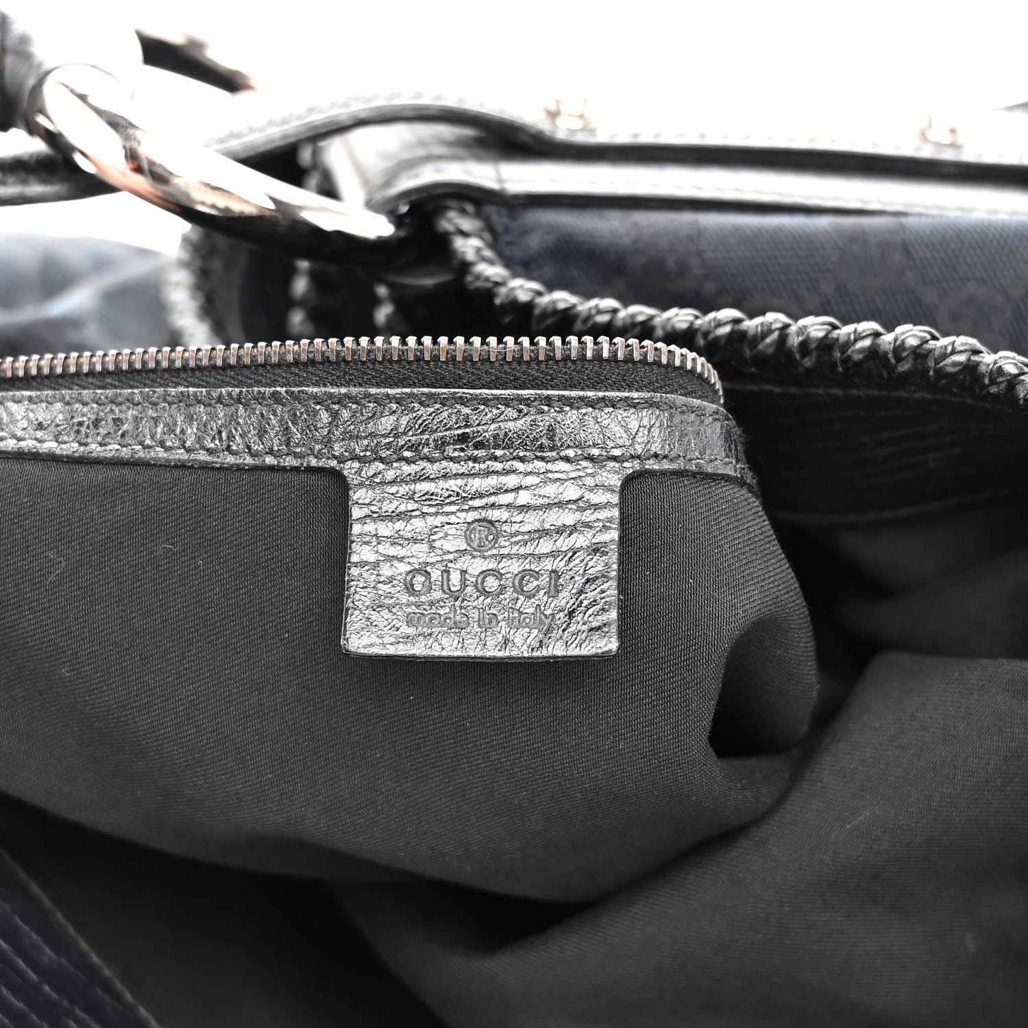 Gucci Monogram Large Horsebit Chain Hobo Black 6 of 15