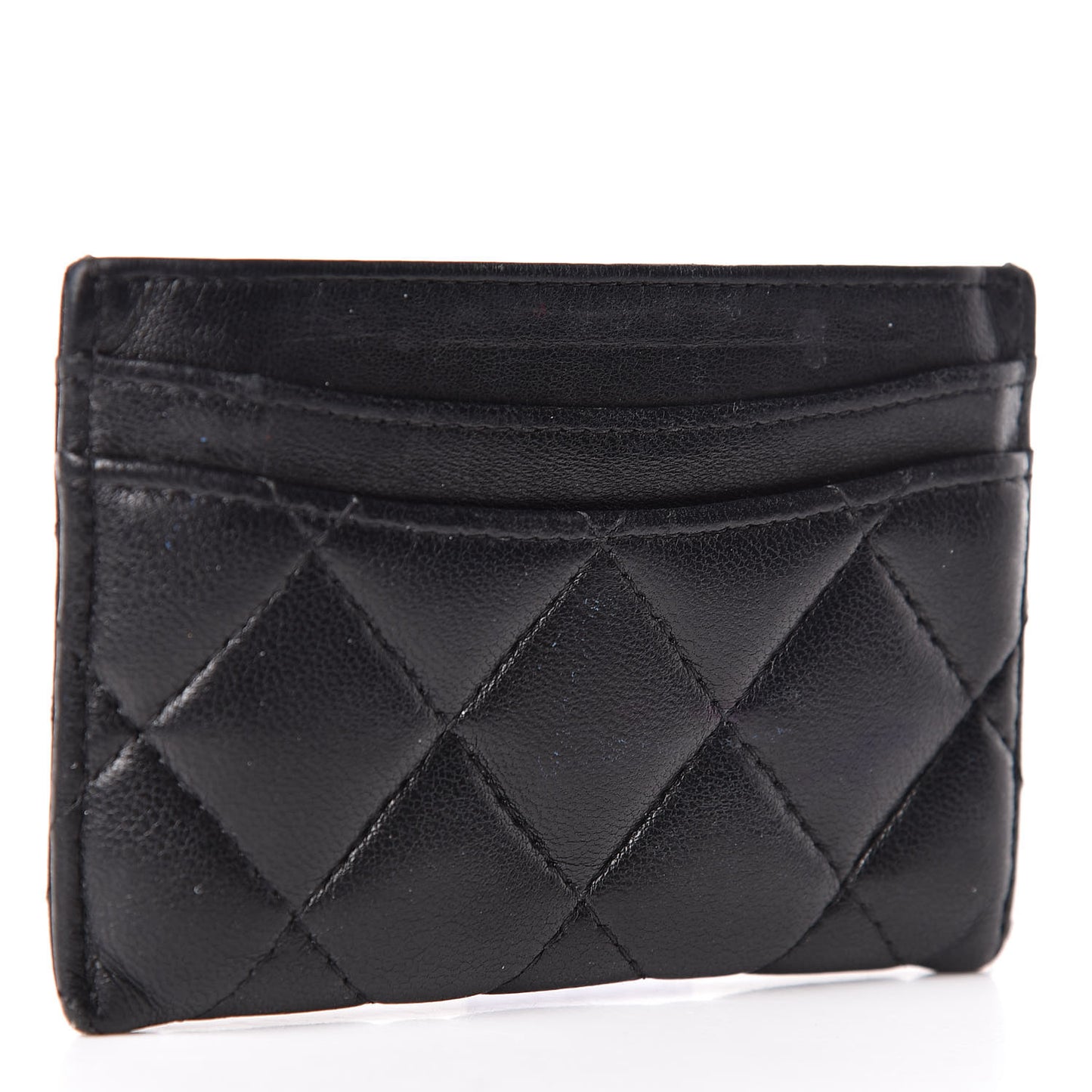Lambskin Quilted Card Holder Black