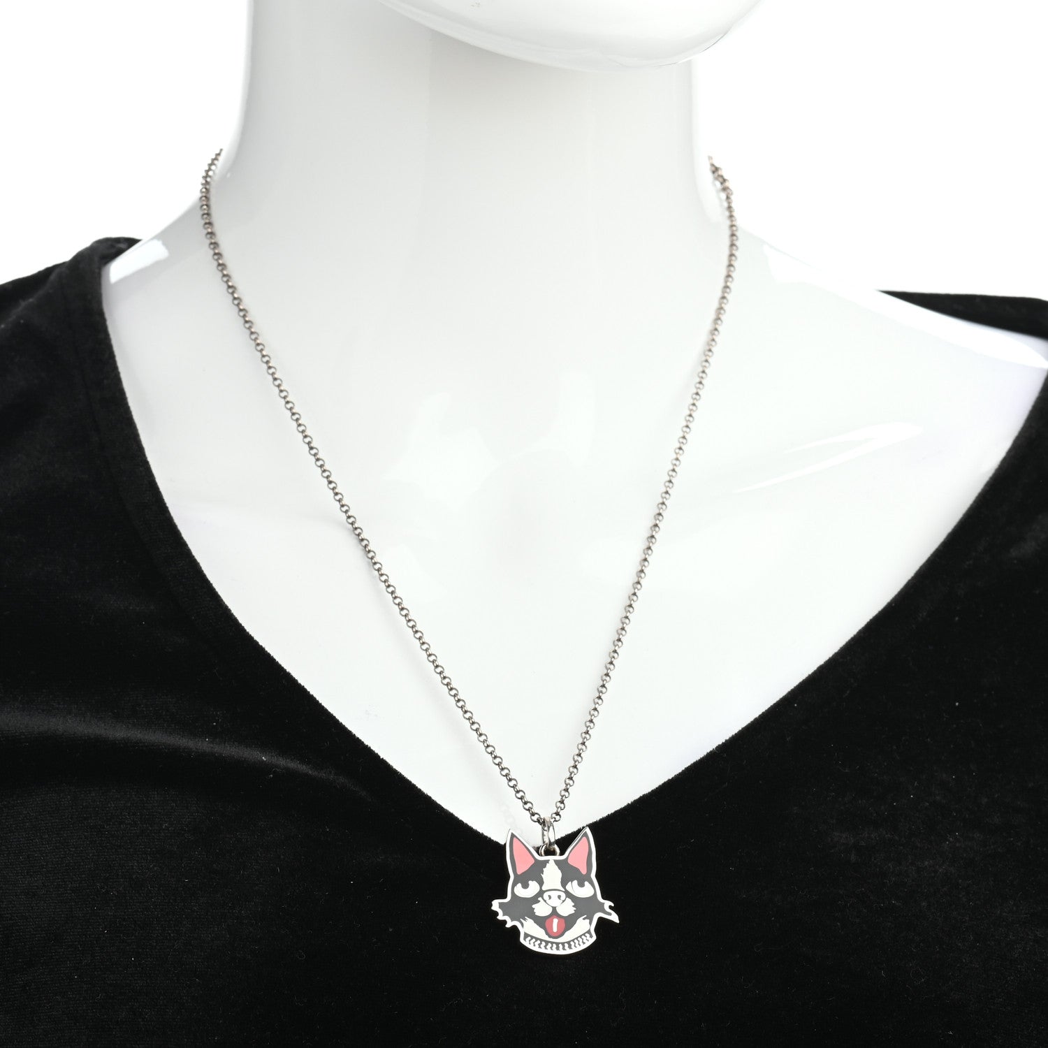 Gucci Sterling Silver Enamel Bosco Pendant Necklace 2 of 5