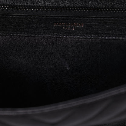 Saint Laurent Sheepskin Matelasse Chevron Monogram Large College Satchel Black 8 of 11