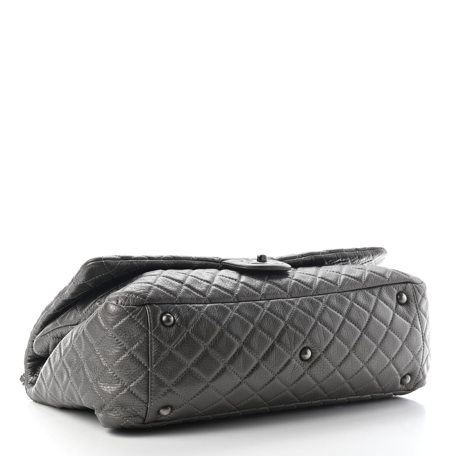 Chanel Metallic Calfskin Quilted XXL Travel Flap Bag Silver 4 of 10