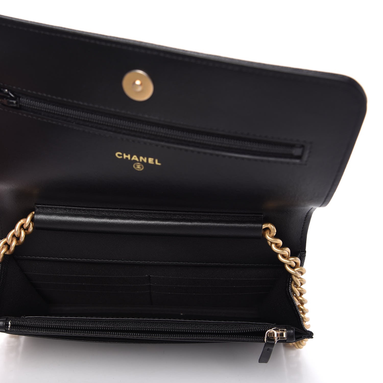 Chanel Caviar Quilted Boy Wallet On Chain WOC Black 5 of 12