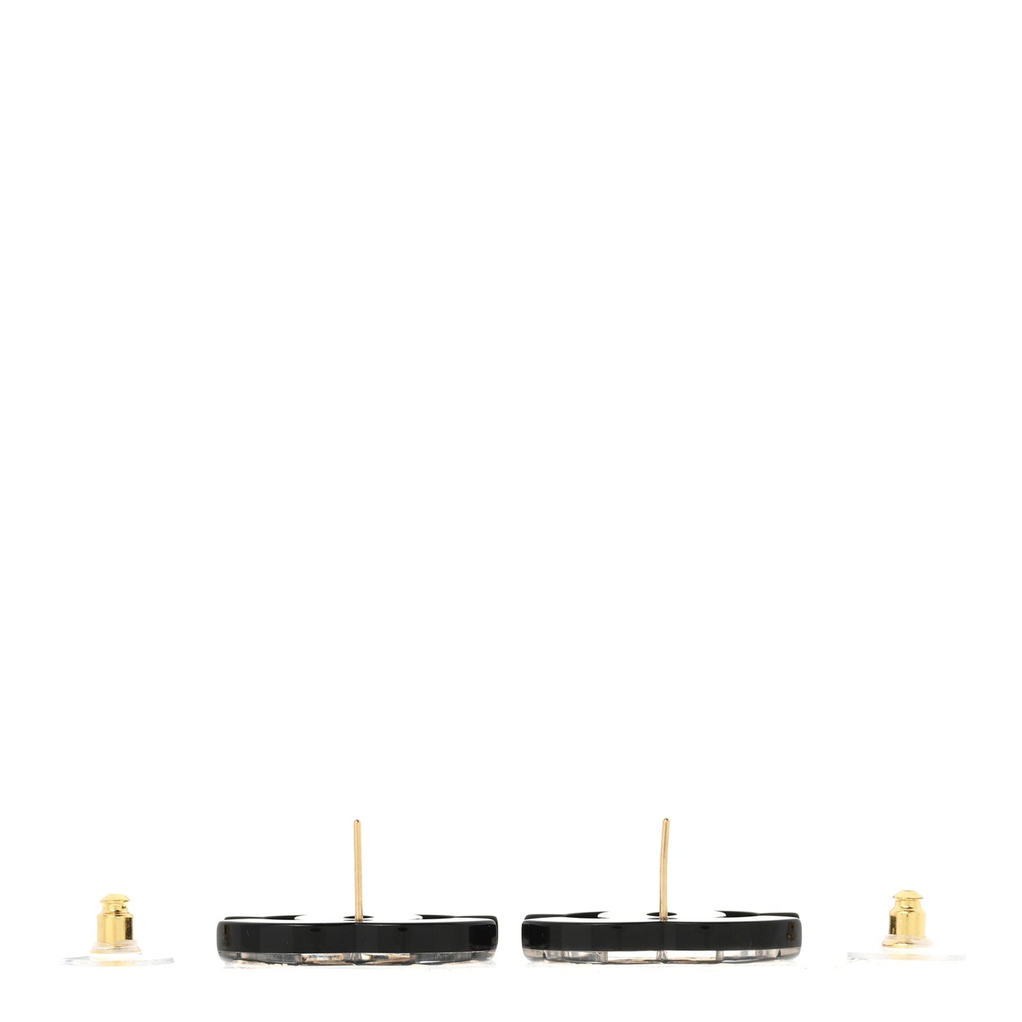 Resin CC No 5 Stud Earrings Black Gold Black Gold
