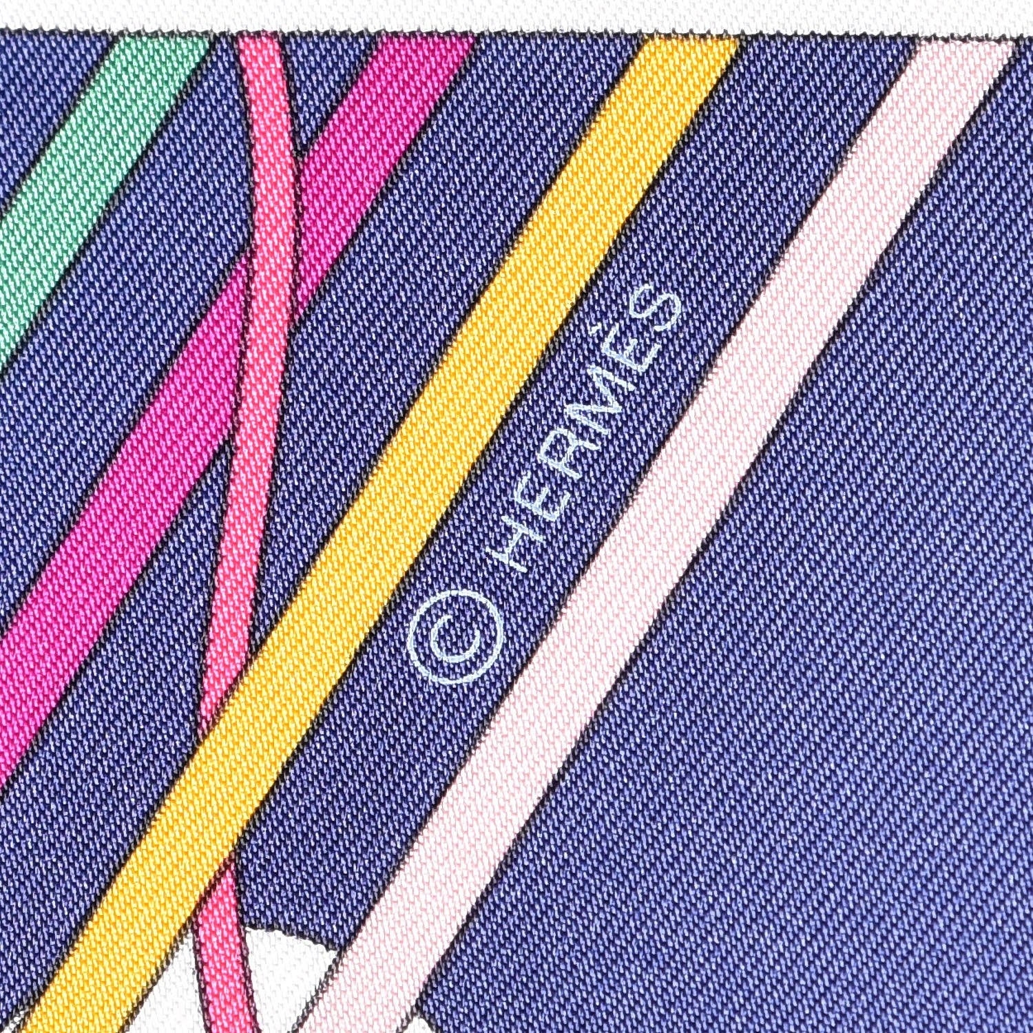 Hermes Silk La Maizeon Des Carres Scarf 90 Marine Rose Vert 3 of 5