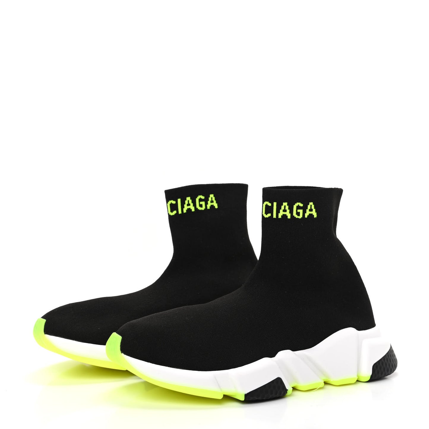 Neoprene Knit Womens Hi Speed Sneakers 37 Black Yellow Fluo