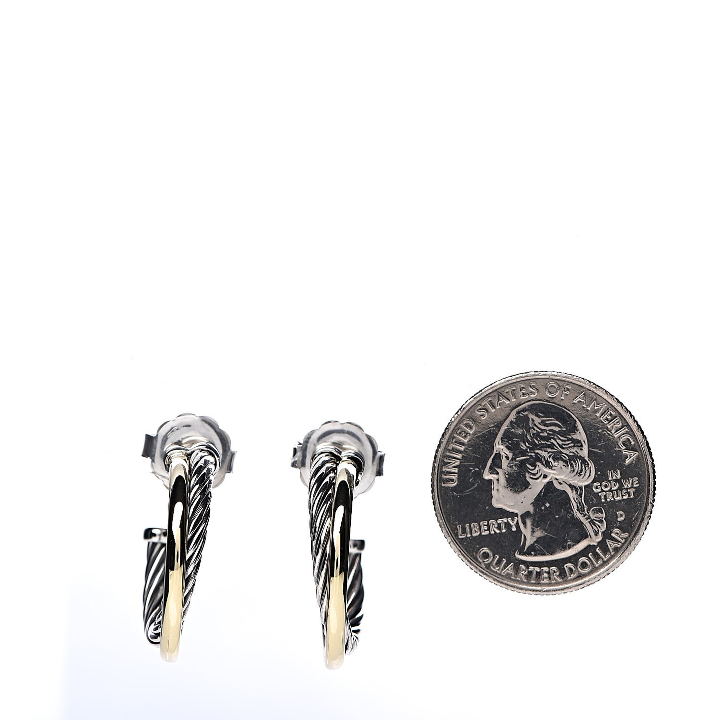Sterling Silver 18K Yellow Gold 23mm Crossover Cable Hoop Earrings