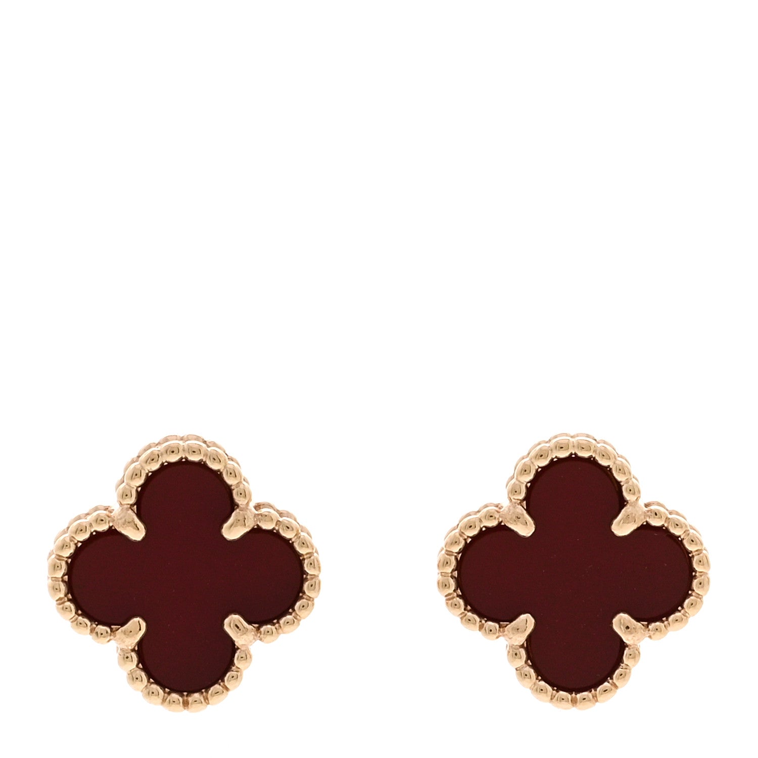 Van Cleef & Arpels 18K Rose Gold Carnelian Sweet Alhambra Earrings 1 of 5