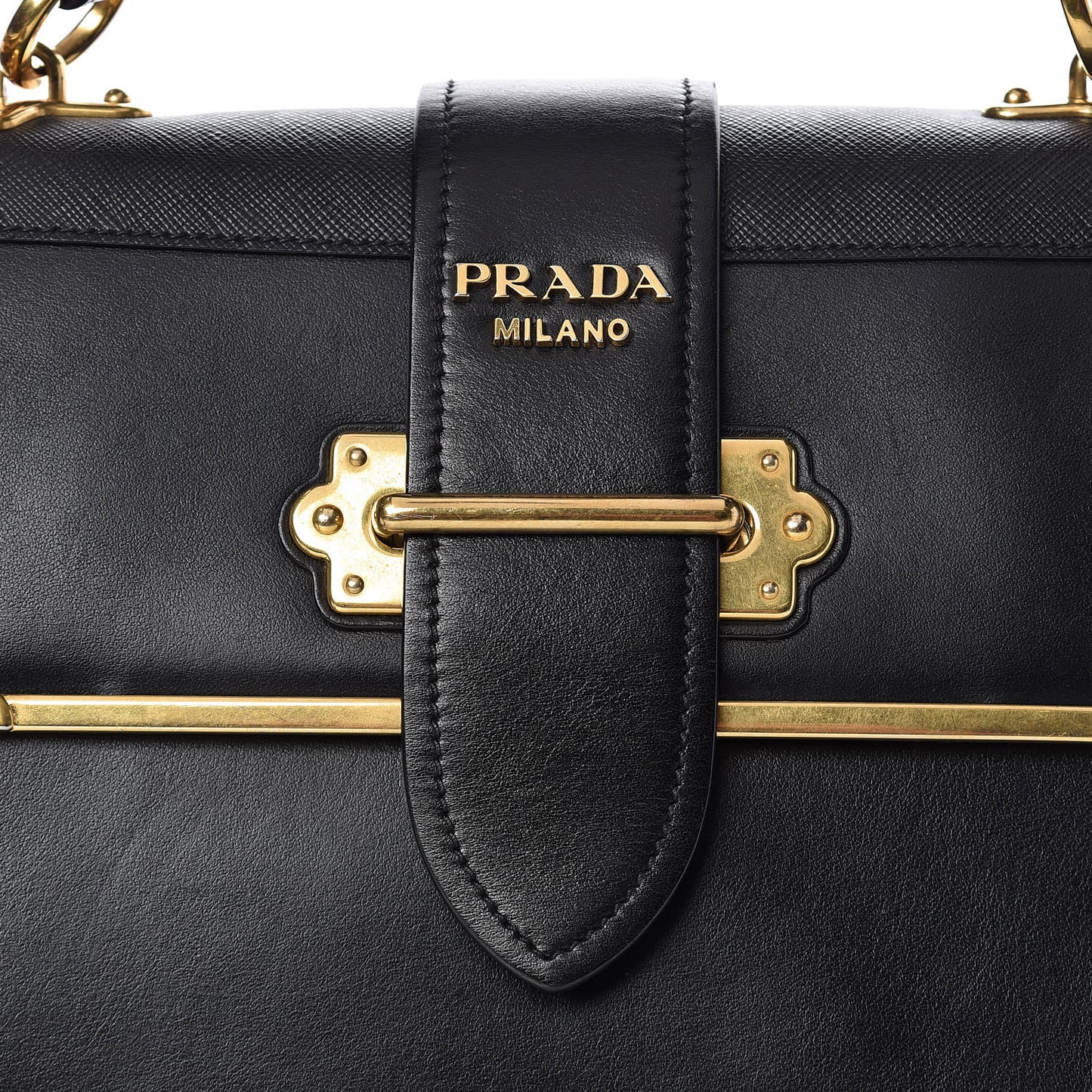City Calfskin Saffiano Cahier Top Handle Bag Black
