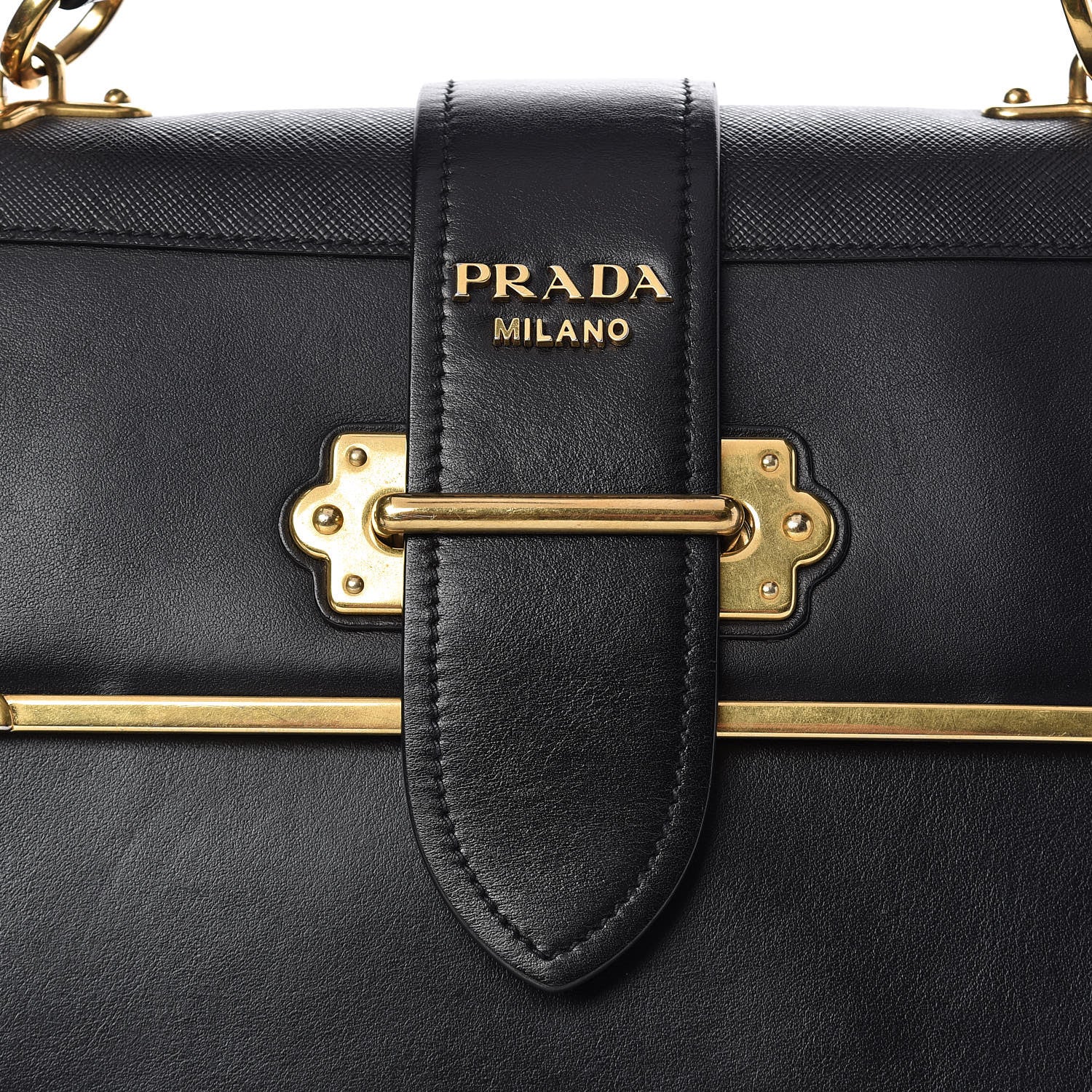 Prada City Calfskin Saffiano Cahier Top Handle Bag Black 9 of 13