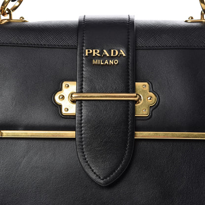 Prada City Calfskin Saffiano Cahier Top Handle Bag Black 9 of 13