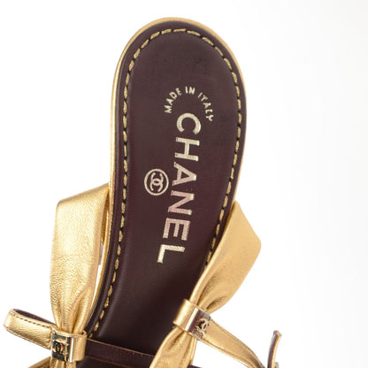 Chanel Metallic Lambskin CC Sandals 39.5 Gold 5 of 7