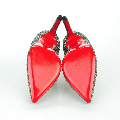 Christian Louboutin Suede Burma Ring Strass Pigalle 120 Pumps 37 Hematite Silver 5 of 7