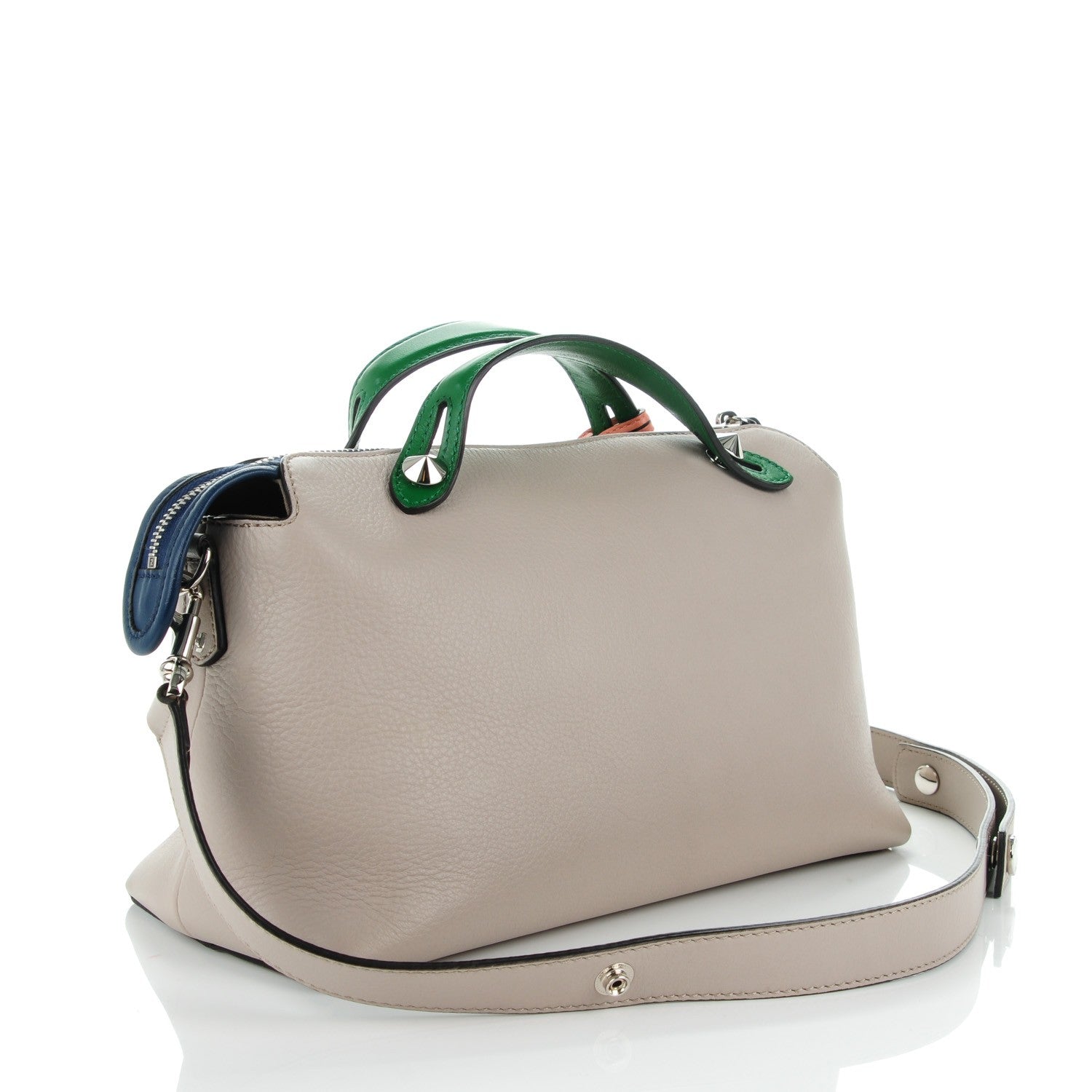 Fendi Vitello Dolce 4 Color Medium By The Way Boston Bag Grigio Polvere Emerald Multicolor 3 of 8