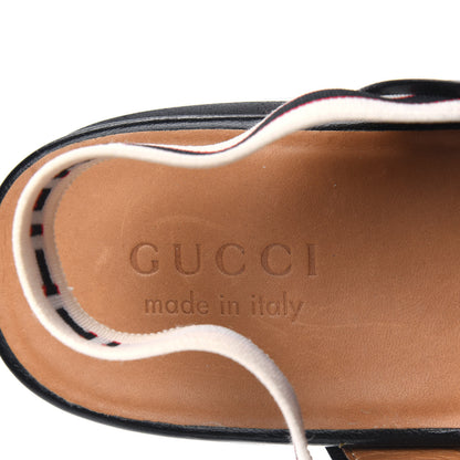 Gucci Goatskin Stripe Mens Horsebit Slingback Slippers 8.5 Black 7 of 17