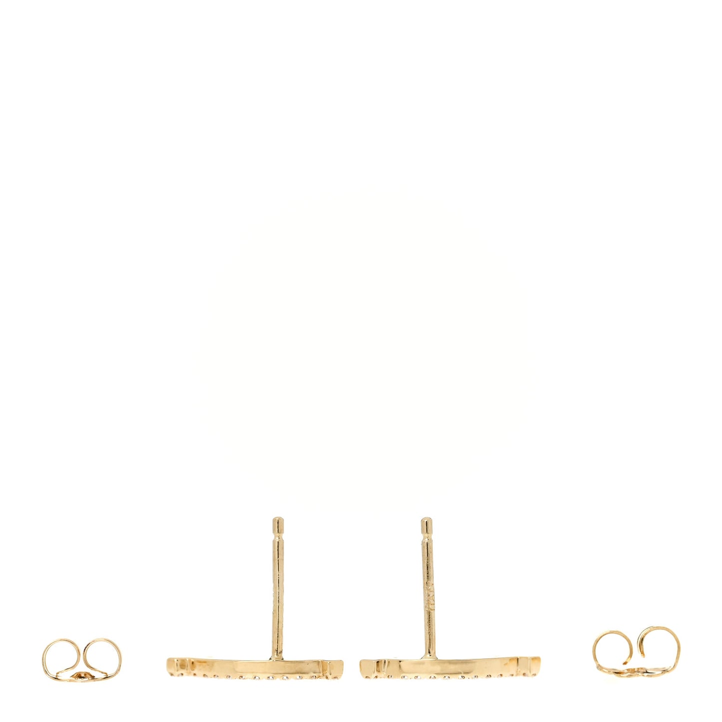 18K Yellow Gold Diamond T Smile Earrings