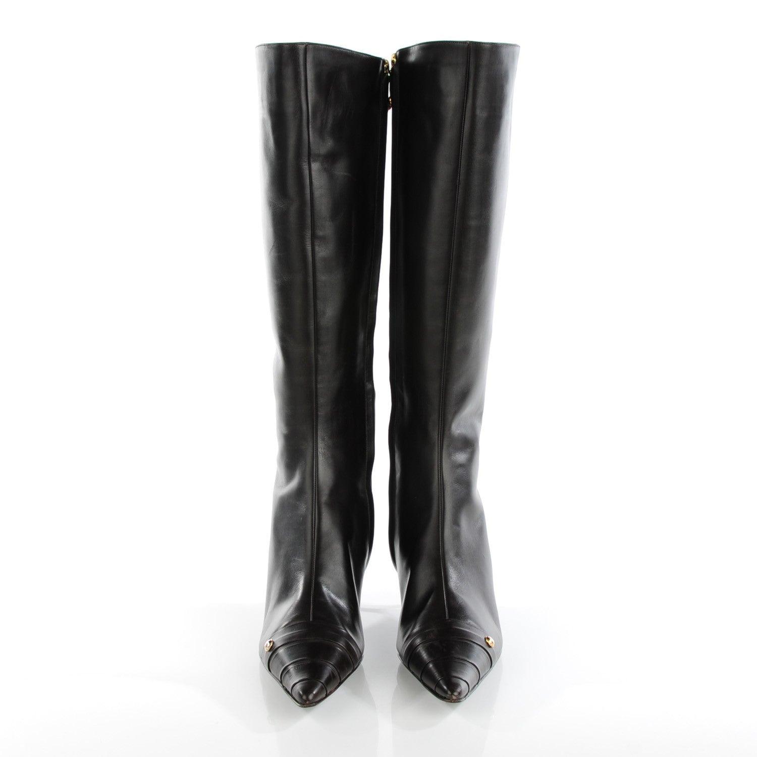 Chanel Calfskin CC Knee High Boots 39 Dark Brown 2 of 8