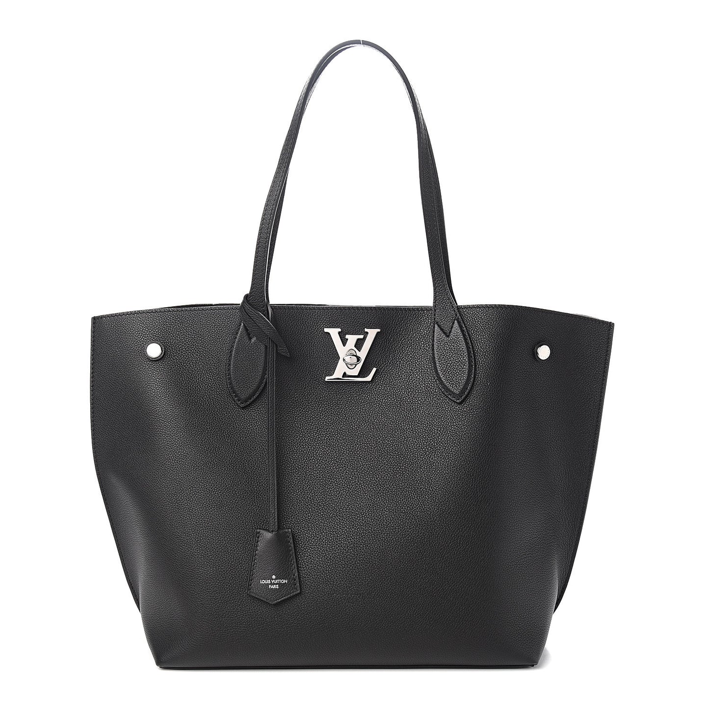 Calfskin Lockme Go Tote Black