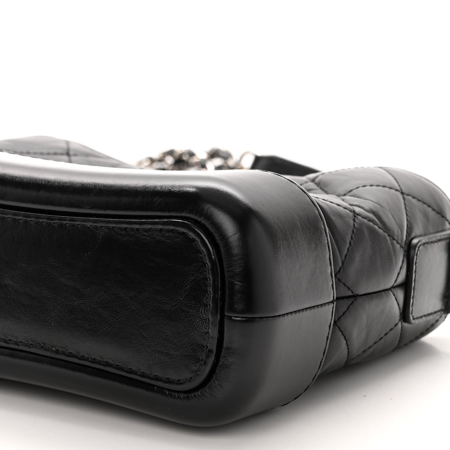 Aged Calfskin Quilted Small Gabrielle Hobo Black
