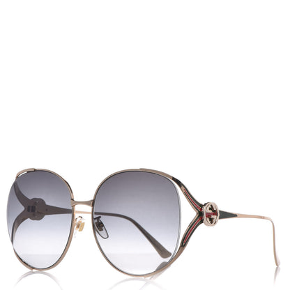 Gucci Metal Oversized Round Frame GG0225S Sunglasses Gold 1 of 7