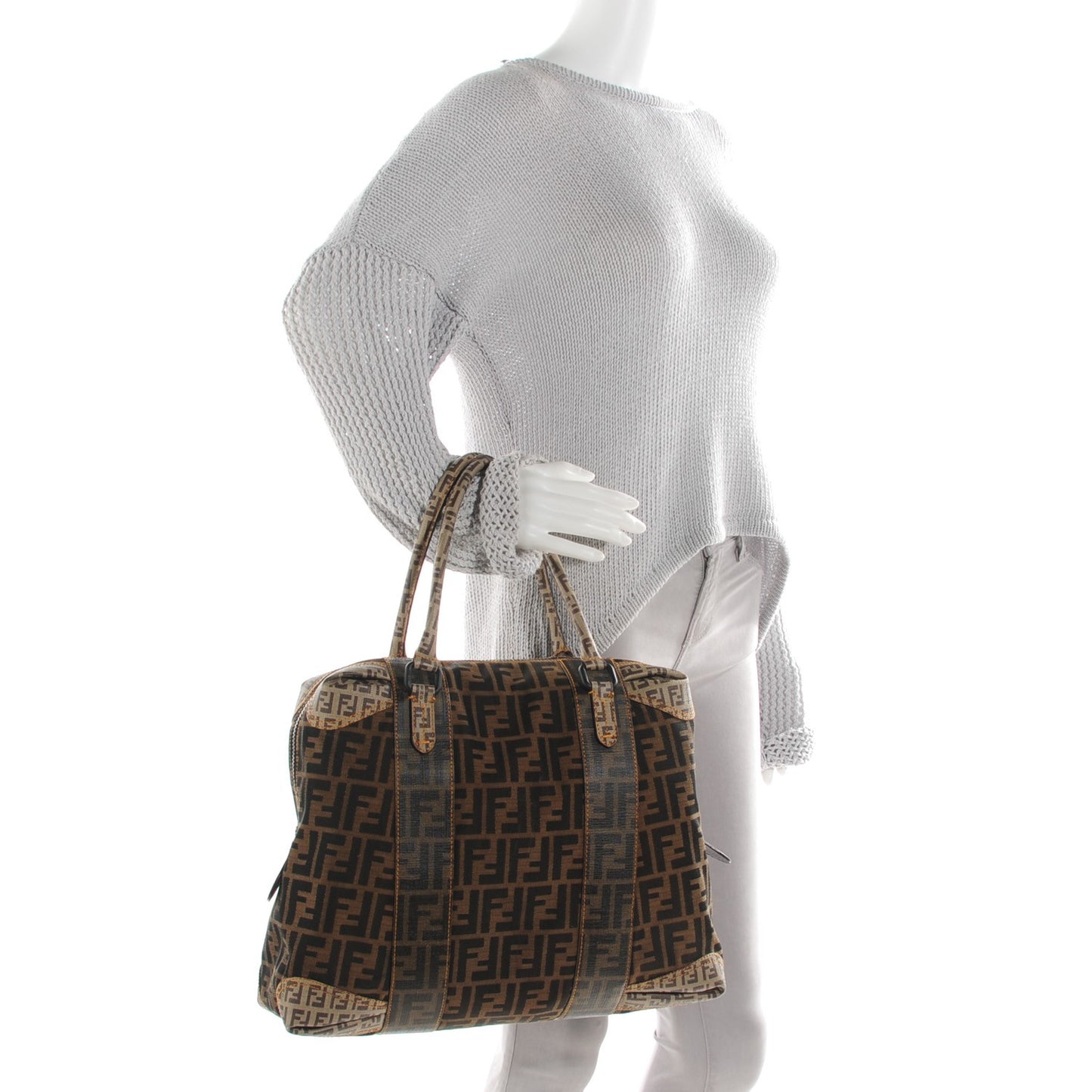 Zucca Zucchino Spalmati Large B Mix Tote Tobacco