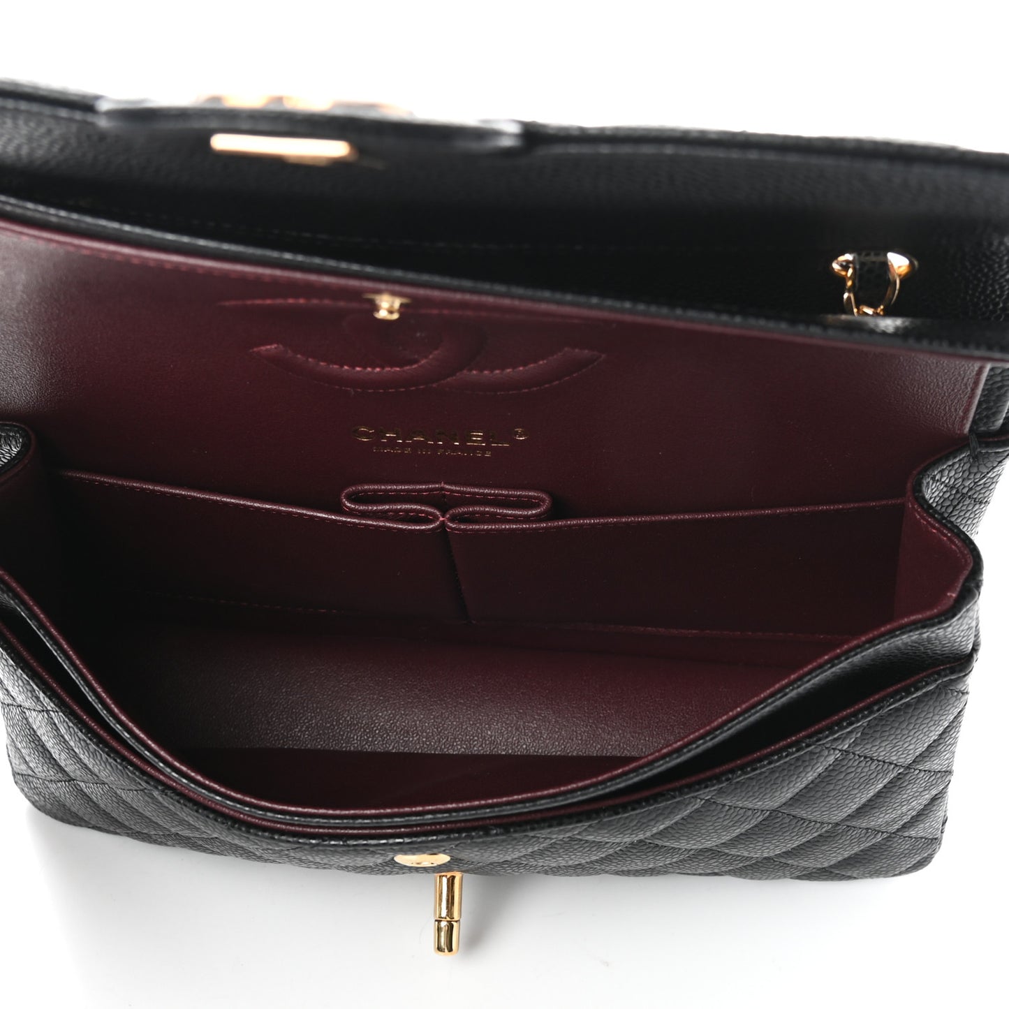 Caviar Quilted Medium Double Flap Black