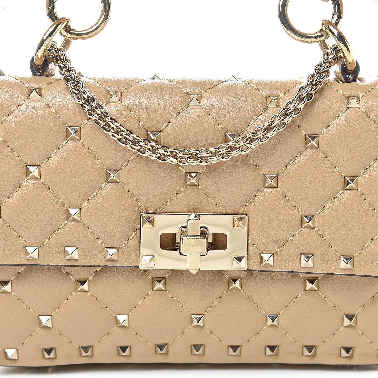 Nappa Small Rockstud Spike Shoulder Bag Camel Rose