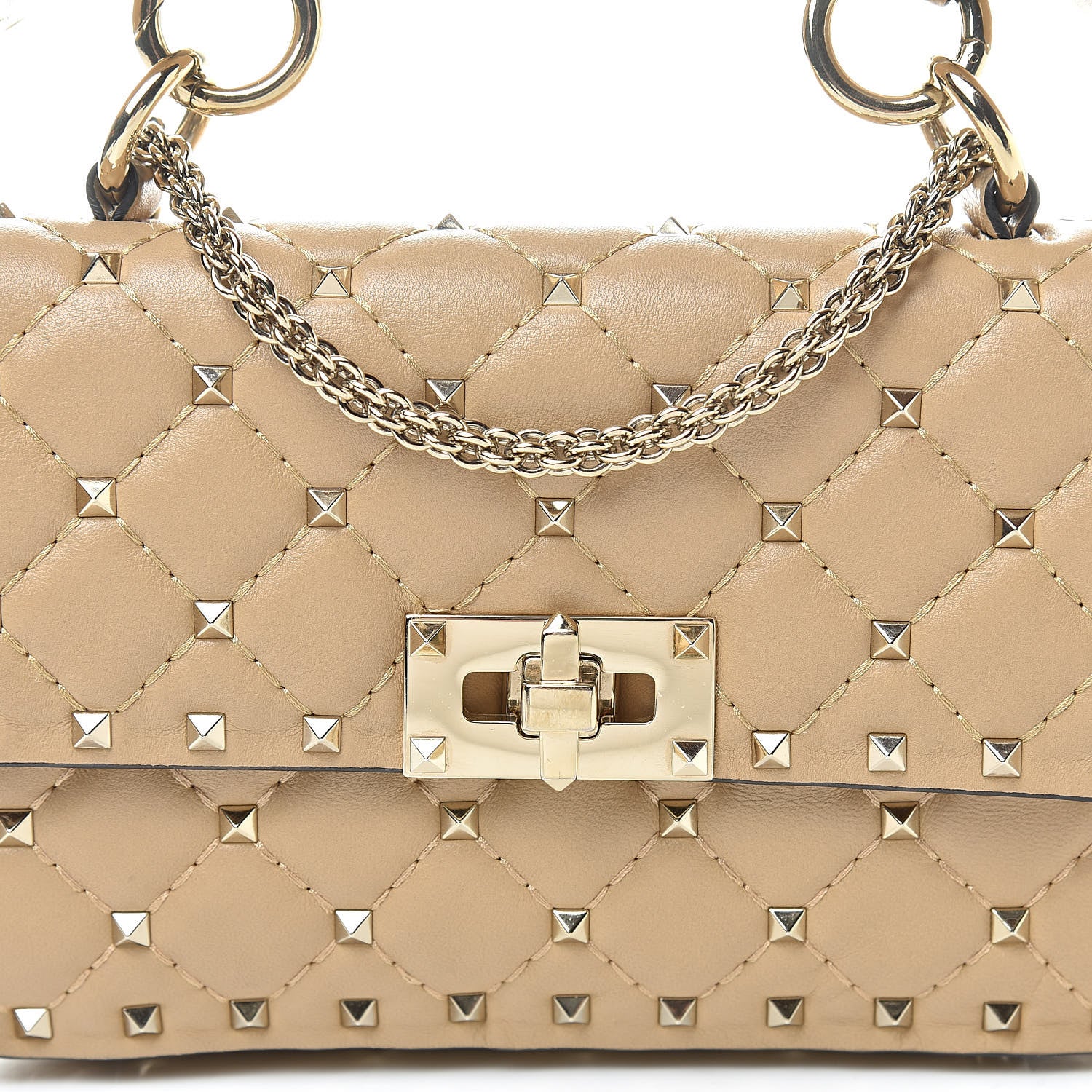 Valentino Garavani Nappa Small Rockstud Spike Shoulder Bag Camel Rose 7 of 11