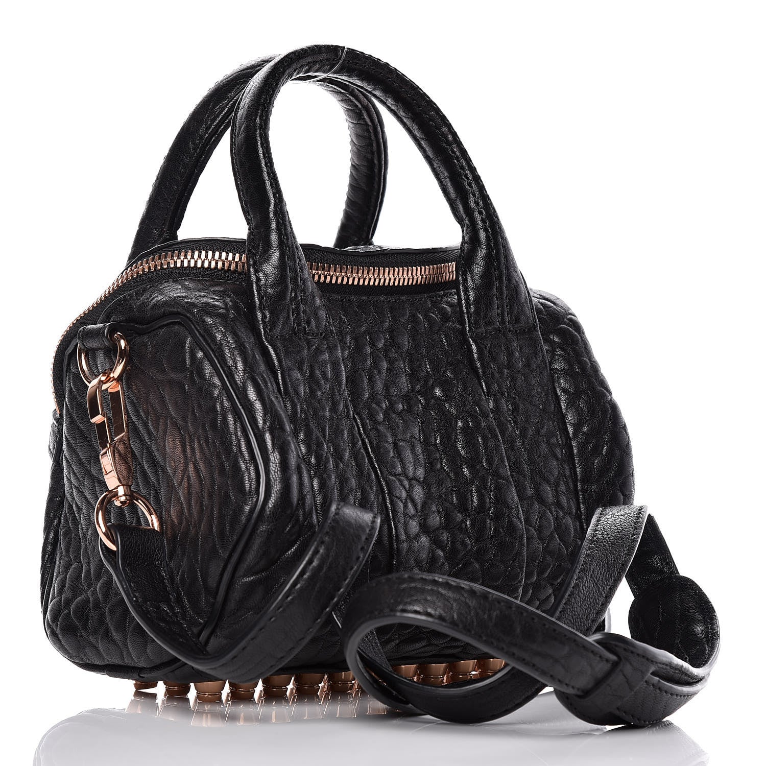 Alexander Wang Pebbled Lambskin Mini Rockie Black Rose Gold Hardware 3 of 8