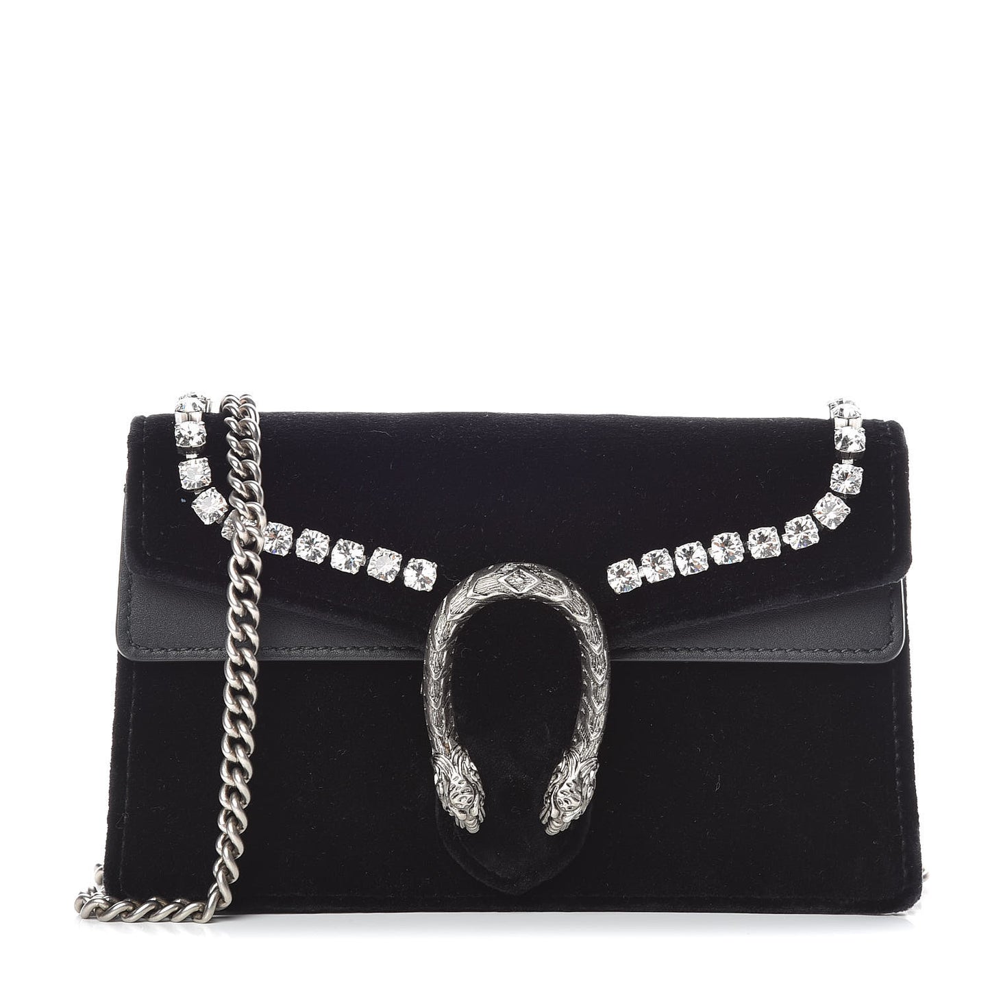 Velvet Crystal Super Mini Dionysus Shoulder Bag Black
