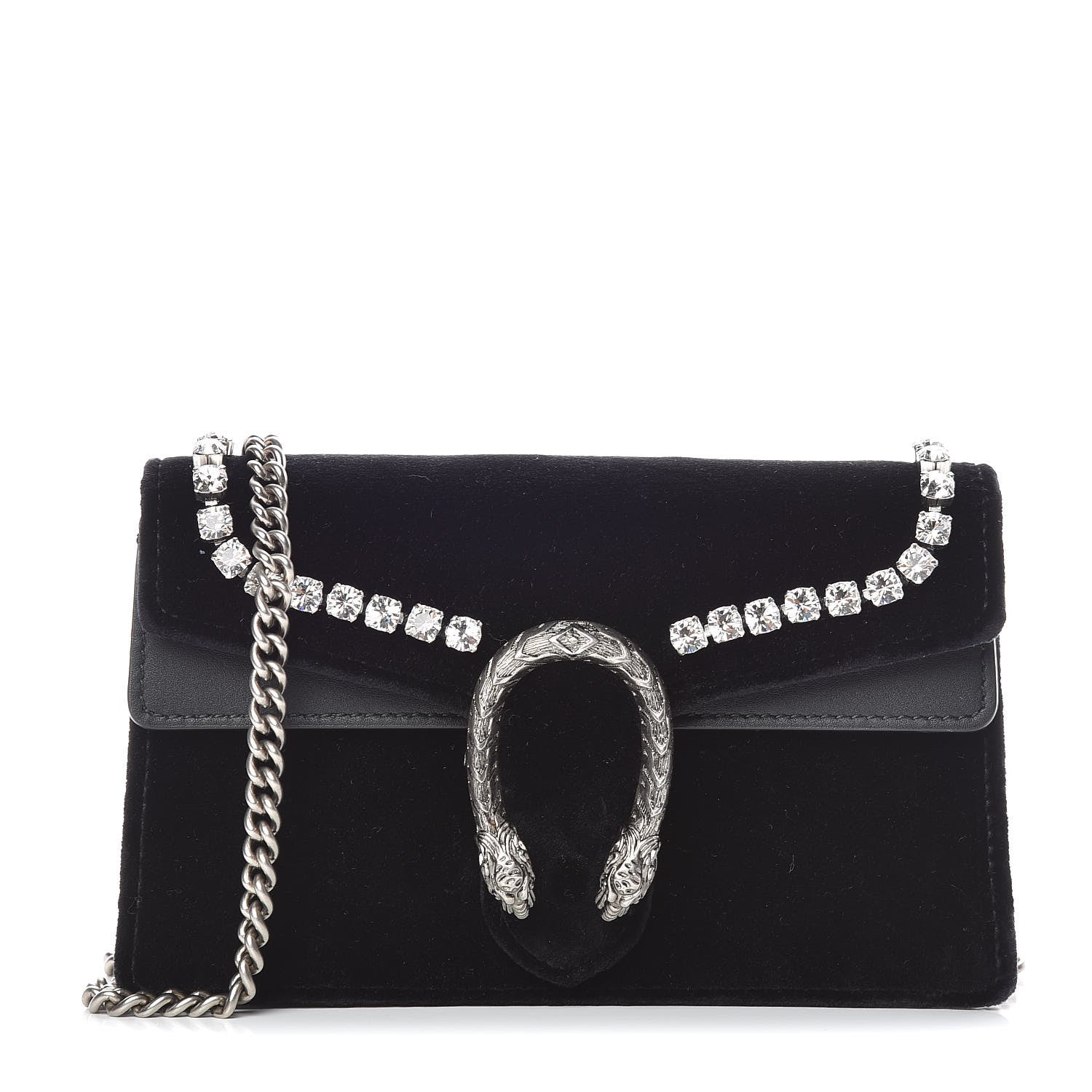 Gucci Velvet Crystal Super Mini Dionysus Shoulder Bag Black 1 of 8